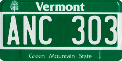 VT license plate ANC303