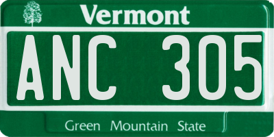 VT license plate ANC305