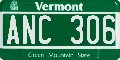 VT license plate ANC306