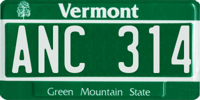 VT license plate ANC314