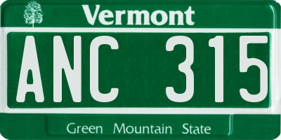 VT license plate ANC315