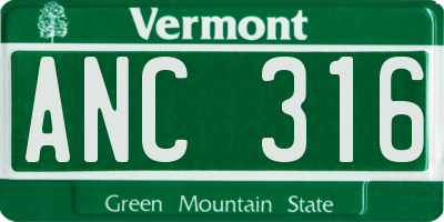 VT license plate ANC316