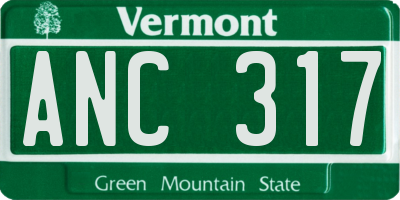 VT license plate ANC317