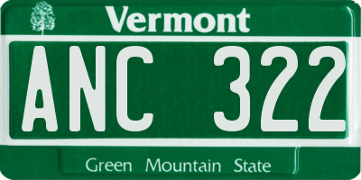 VT license plate ANC322