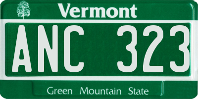 VT license plate ANC323