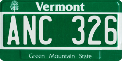 VT license plate ANC326