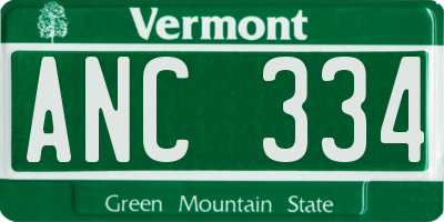 VT license plate ANC334