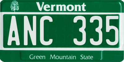 VT license plate ANC335