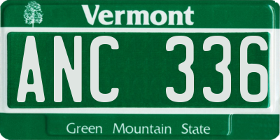 VT license plate ANC336