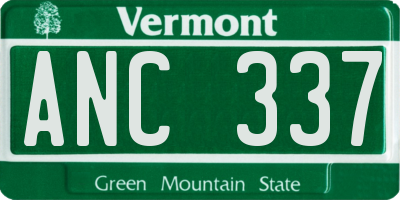 VT license plate ANC337