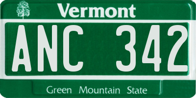 VT license plate ANC342