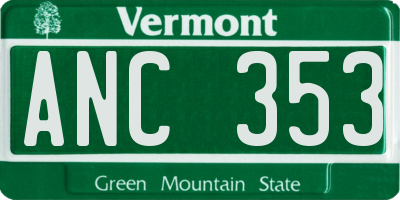 VT license plate ANC353