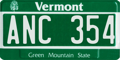 VT license plate ANC354