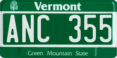 VT license plate ANC355