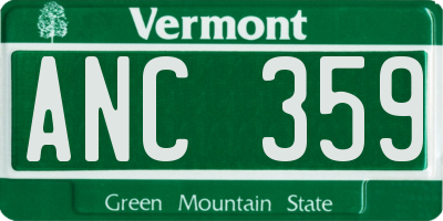 VT license plate ANC359