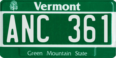 VT license plate ANC361