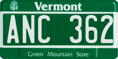 VT license plate ANC362
