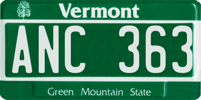 VT license plate ANC363