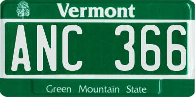 VT license plate ANC366