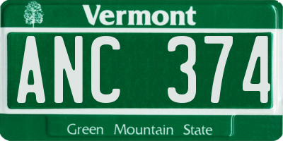 VT license plate ANC374