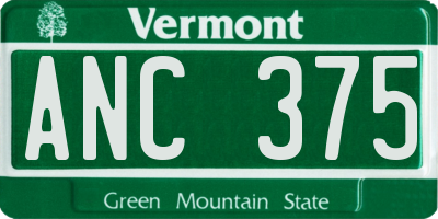 VT license plate ANC375