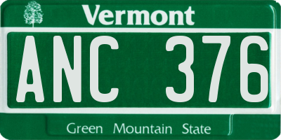 VT license plate ANC376