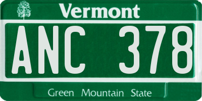 VT license plate ANC378