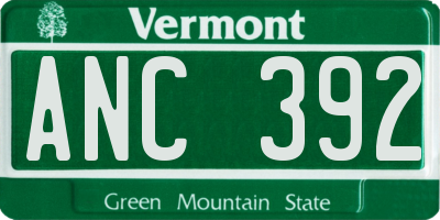 VT license plate ANC392