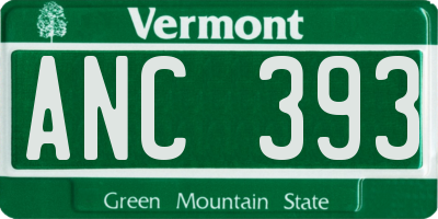 VT license plate ANC393