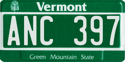 VT license plate ANC397