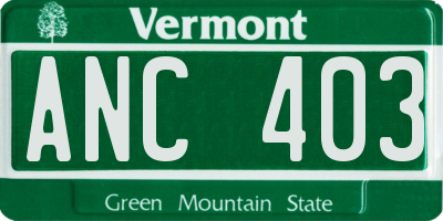VT license plate ANC403