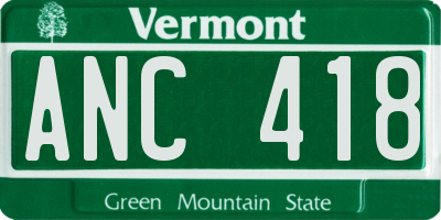 VT license plate ANC418
