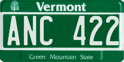 VT license plate ANC422