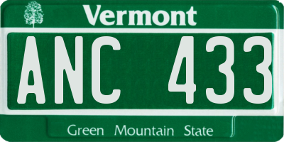 VT license plate ANC433