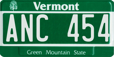 VT license plate ANC454