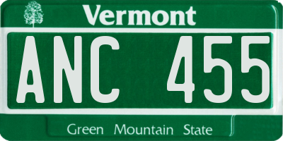 VT license plate ANC455