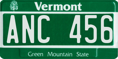 VT license plate ANC456