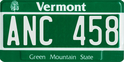 VT license plate ANC458