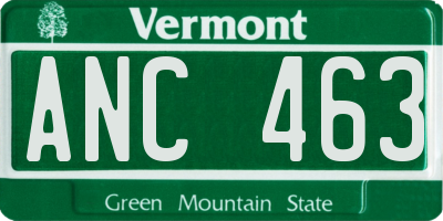 VT license plate ANC463