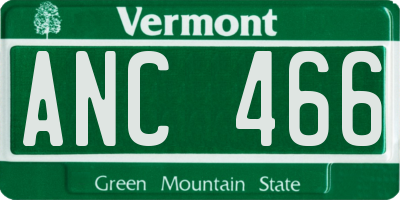 VT license plate ANC466