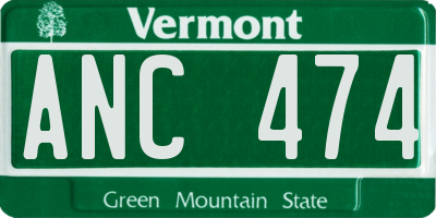 VT license plate ANC474