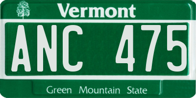 VT license plate ANC475