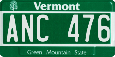 VT license plate ANC476