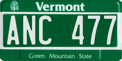 VT license plate ANC477