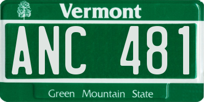 VT license plate ANC481