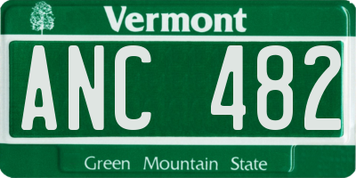 VT license plate ANC482