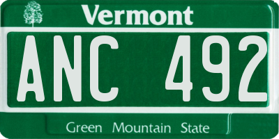 VT license plate ANC492