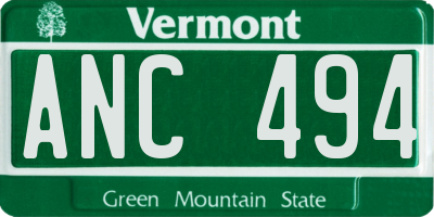 VT license plate ANC494