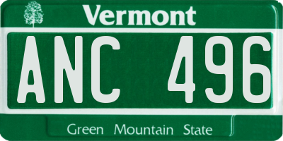 VT license plate ANC496