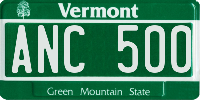 VT license plate ANC500